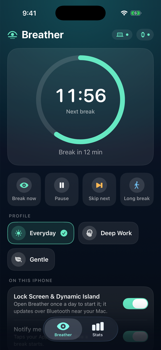 Breather on iPhone
